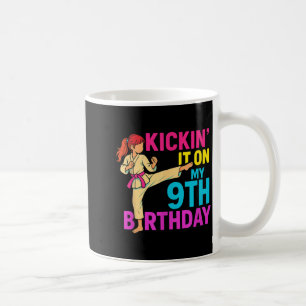 Girl Karate Taekwondo Kickin 9th Birthday Martial Coffee Mug