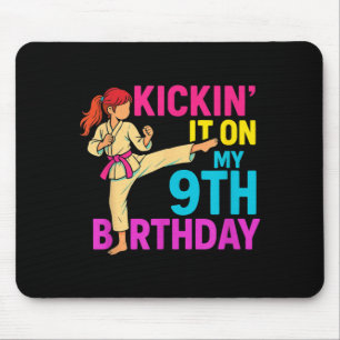 Girl Karate Taekwondo Kickin 9th Birthday Martial Mouse Pad