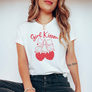 Girl Kisser Cute Coquette Strawberry Lesbian Pride T-Shirt