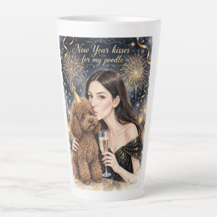 Girl kissing Poodle Puppy–Poodle Mum Latte Mug