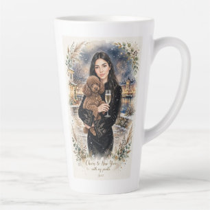 Girl kissing Poodle Puppy–Poodle Mum Latte Mug
