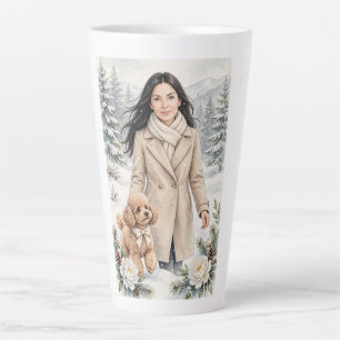 Girl kissing Poodle Puppy–Poodle Mum Latte Mug