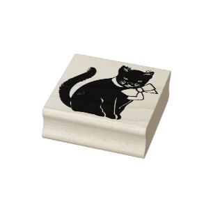 girl kitty art stamp