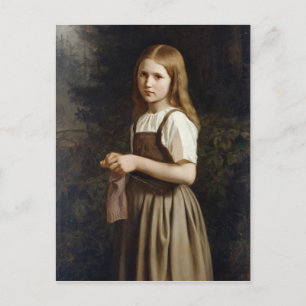 Girl Knitting, 1854 Postcard