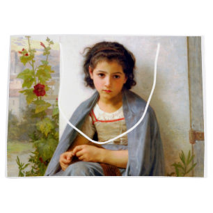 Girl Knitting, Bouguereau Large Gift Bag