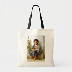 Girl Knitting, Bouguereau Tote Bag
