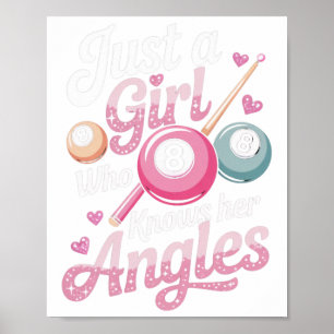 Girl Knows Her Angles Billiard Player Sports Game Poster