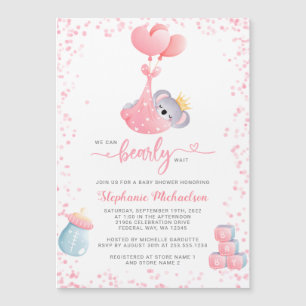 Girl Koala Bear Baby Shower Invitation Magnet