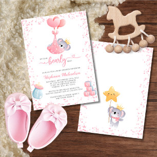 Girl Koala Bear We Can Bearly Wait Baby Shower Invitation