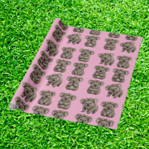 Girl Koala Bears Birthday Wrapping Paper