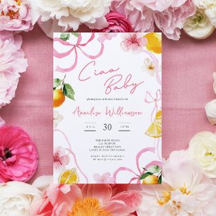Girl Lemon Ciao Baby Italian Baby Shower Invitation