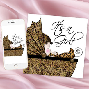Girl Leopard Baby Shower Invitation