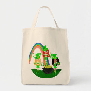 Girl Leprechauns Rainbow and Pot of Gold Tote Bag