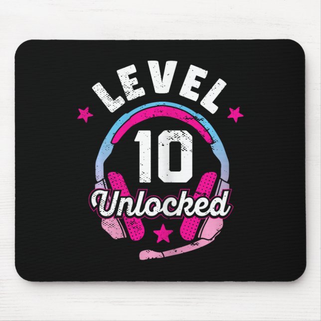 Girl Level 10 Unlocked Video Game 10th Birthday Gi Mouse Pad (Front)