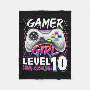Girl Level 10 Unlocked Video Game Birthday Gift Gi Fleece Blanket