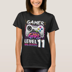 Girl Level 11 Unlocked Video Game 11th Birthday Gi T-Shirt