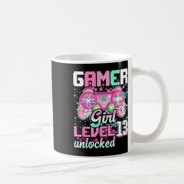 Girl Level 13 Unlocked Video Game 13th Birthday Gi Coffee Mug (Right)
