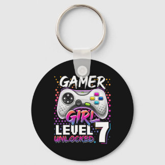 Girl Level 7 Unlocked Video Game 7th Birthday Gift Key Ring