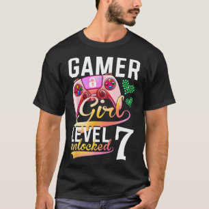 Girl Level 7 Unlocked Video Game 7th Birthday T-Shirt