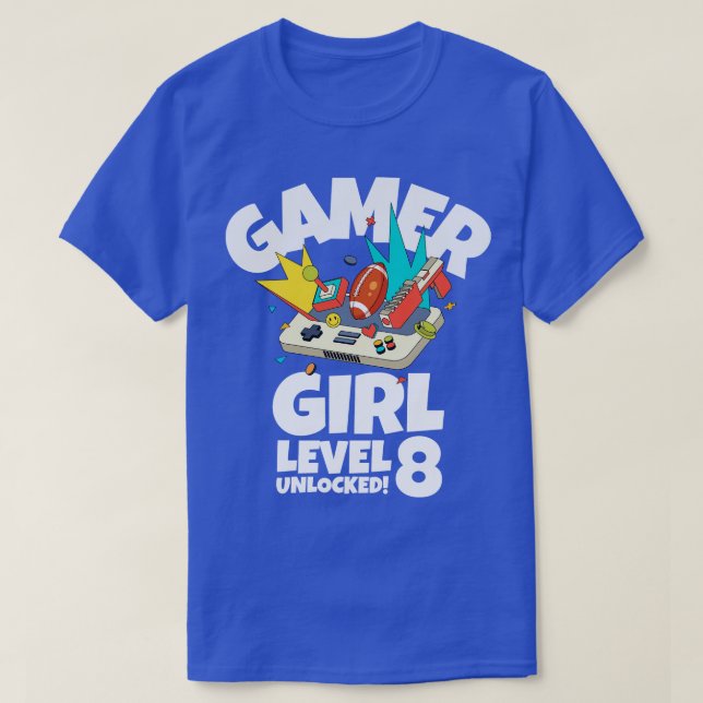 Girl Level 8 Unlocked T-Shirt (Design Front)