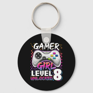 Girl Level 8 Unlocked Video Game 8th Birthday Gift Key Ring