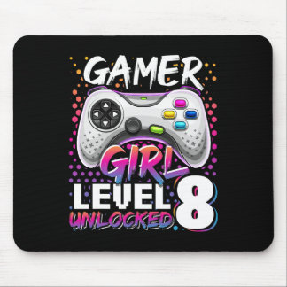 Girl Level 8 Unlocked Video Game 8th Birthday Gift Mouse Pad