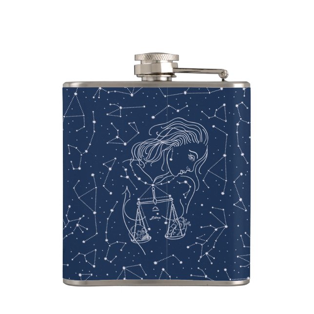 Girl Libra Zodiac Sign  Hip Flask (Back)