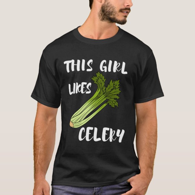 Girl Likes Celery Cute Vegetables Healthy Food T-Shirt (Front)