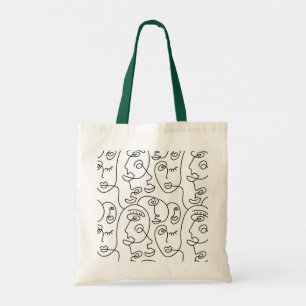 Girl line art illustration tote bag