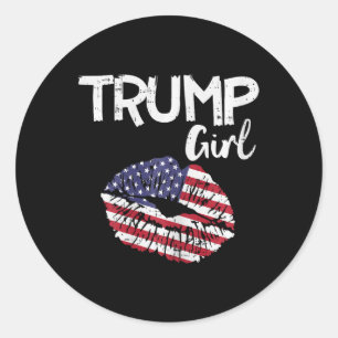 Girl Lips Usa Flag Pro Vote For Donald 2020 Gop Gi Classic Round Sticker