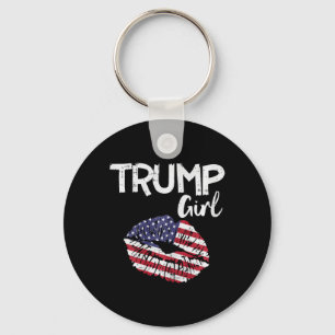 Girl Lips Usa Flag Pro Vote For Donald 2020 Gop Gi Key Ring