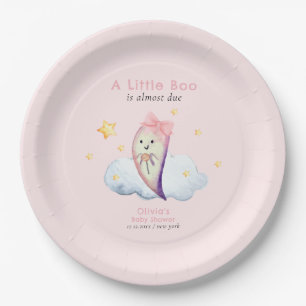Girl Little Boo Bow Ghost Halloween Baby Shower Paper Plate