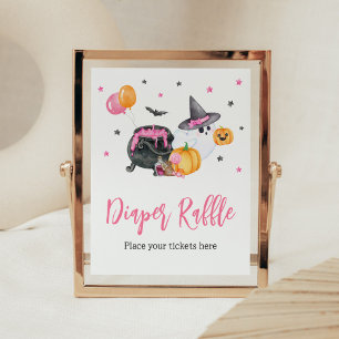 Girl Little Boo Ghost Baby Shower Diaper Raffle Poster
