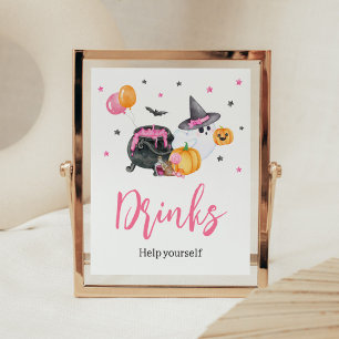Girl Little Boo Ghost Baby Shower Drinks Poster