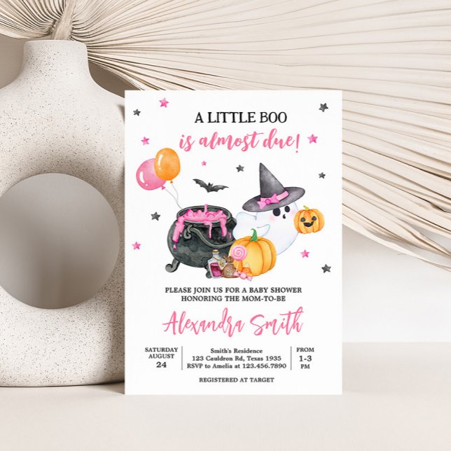 Girl Little Boo Ghost Baby Shower Invitation (Ghost Halloween Baby Shower Invitation
)