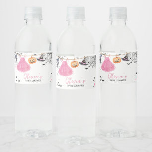 Girl Little Boo Halloween Pumpkin Baby Shower Water Bottle Label