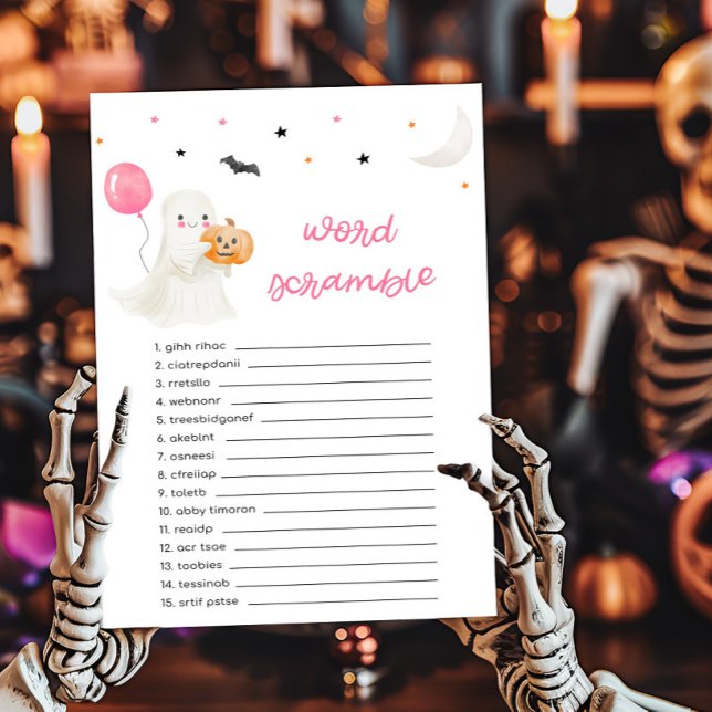 Girl Little Boo is almost Due Word Scramble Game (A Little Boo Baby Shower Word Scramble Game)