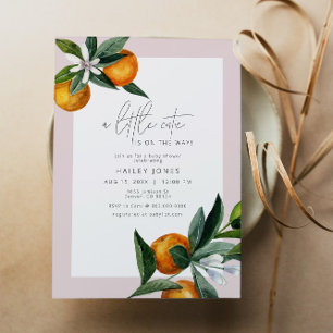 Girl Little Cutie Citrus Orange Fruit Baby Shower Invitation