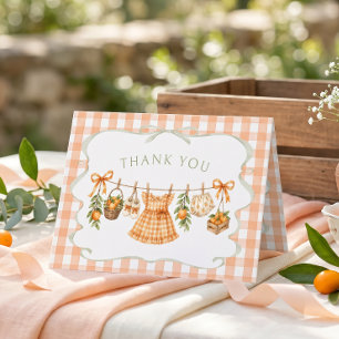 Girl Little Cutie Orange Baby Shower Thank You Card