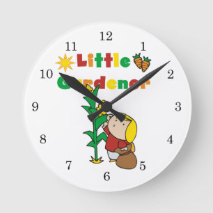 Girl Little Gardener Round Clock