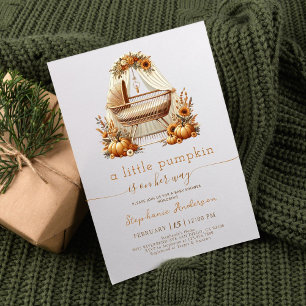 Girl Little Pumpkin Fall Boho Baby Shower Invitation