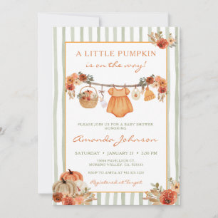 Girl Little Pumpkin Is on the Way Baby Shower Invitation