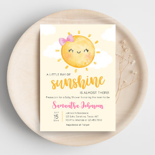 Girl Little Ray of Sunshine Baby Shower Invitation