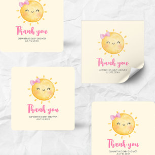 Girl Little Ray of Sunshine Baby Shower Square Square Sticker