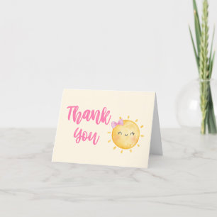 Girl Little Ray of Sunshine Baby Shower Thank You Card