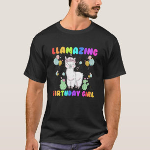 Girl Llama Birthday Llamazing Party Alpaca Balloon T-Shirt
