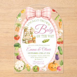Girl Locally Grown Baby Shower Acrylic Invitations