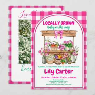 Girl Locally Grown Baby Shower,Blush Pink Coquette Invitation