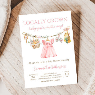 Girl Locally Grown Baby Shower Invitation