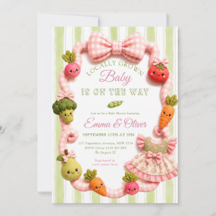 Girl Locally Grown Farmer's Market Baby Shower Invitation